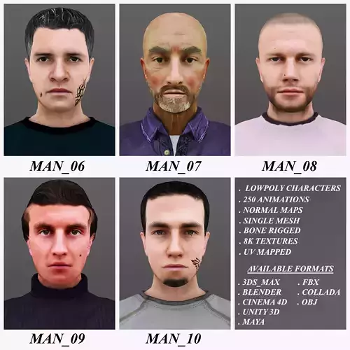 MAN 6 TO 10 3D Model Collection