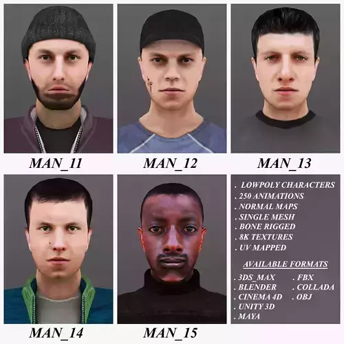 MAN 11 TO 15 3D Model Collection
