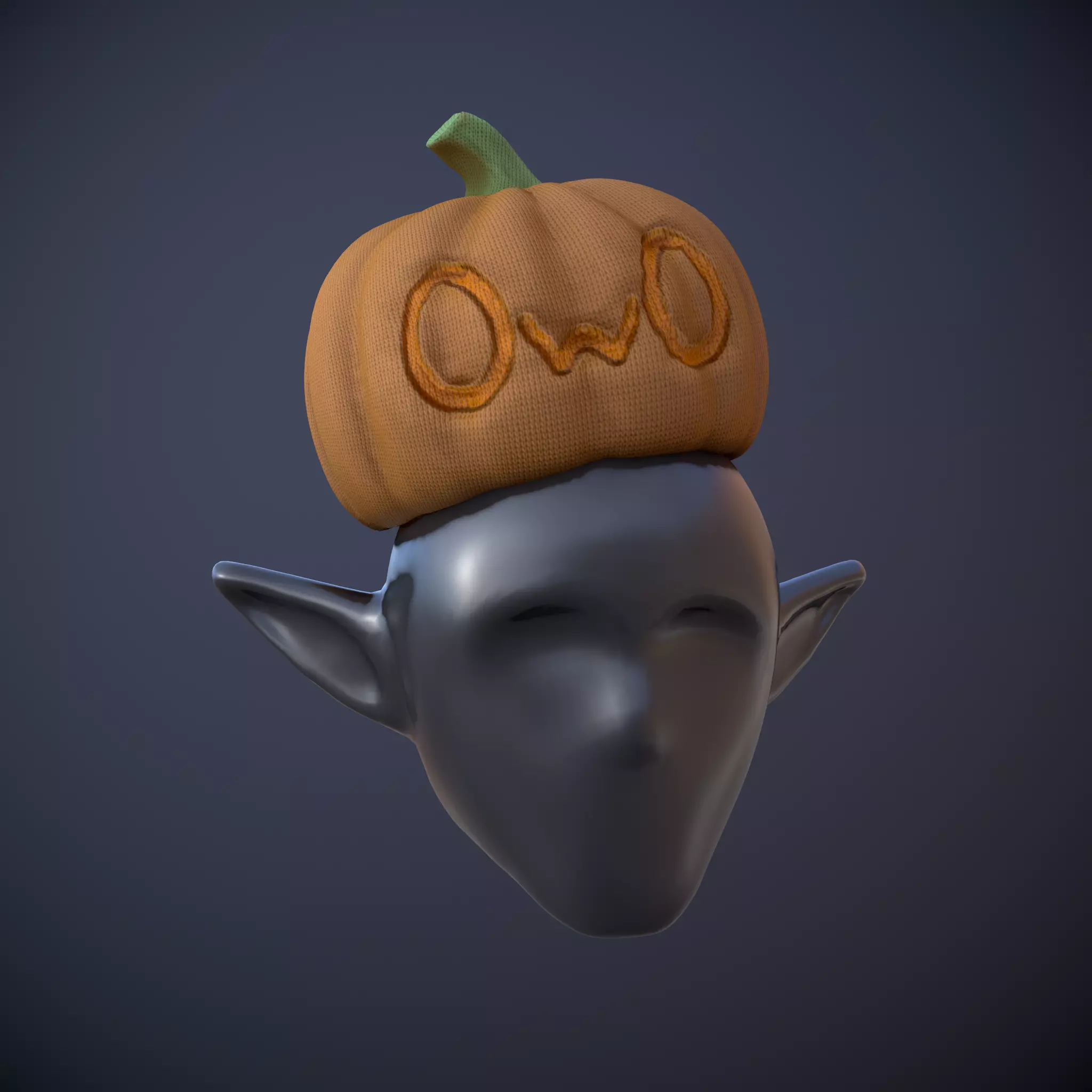 Knitted OwO Pumpkin Hat Low-poly 3D model_0