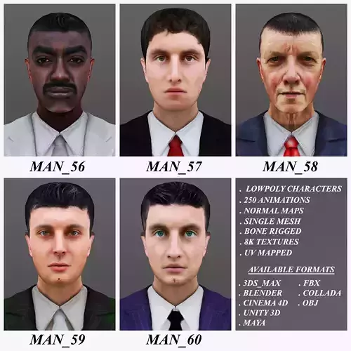 MAN 56 TO 60 3D Model Collection