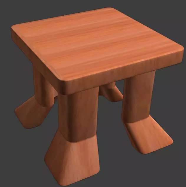 wooden table with vector legs Low-poly 3D model_0