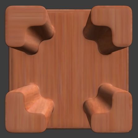 wooden table with vector legs Low-poly 3D model_2