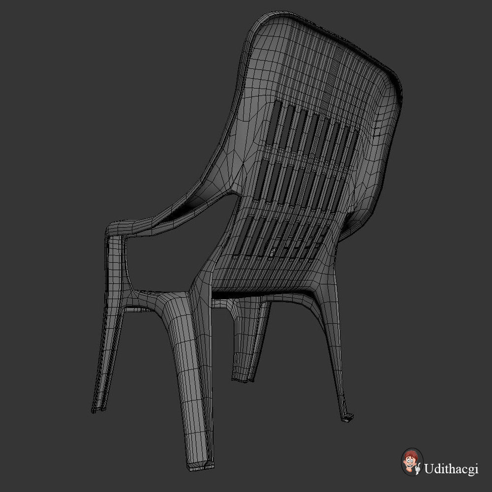 Plastic Chair 3D model_8