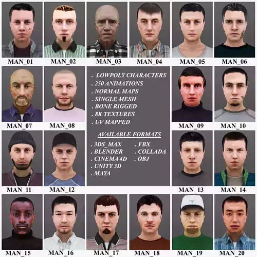 MAN 1 TO 20 3D Model Collection