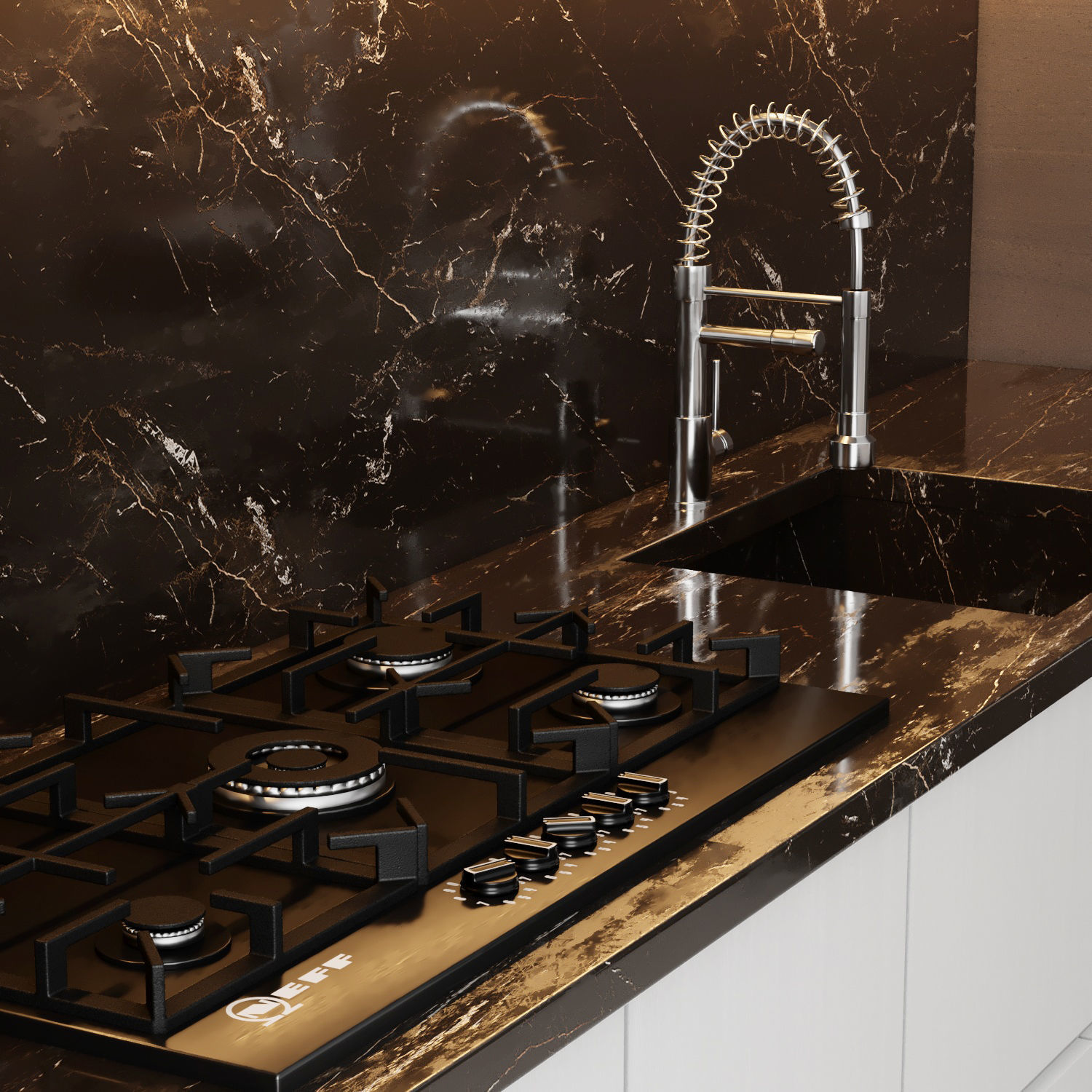 modern kitchen with island 006 Low-poly 3D model_2