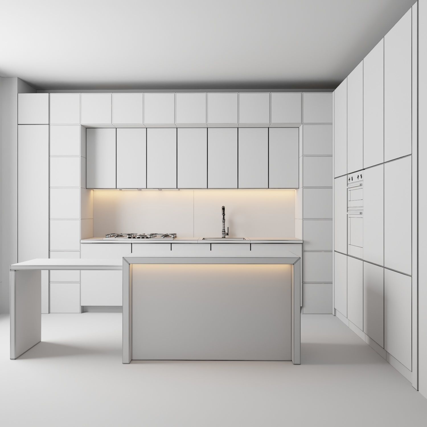 modern kitchen with island 006 Low-poly 3D model_4