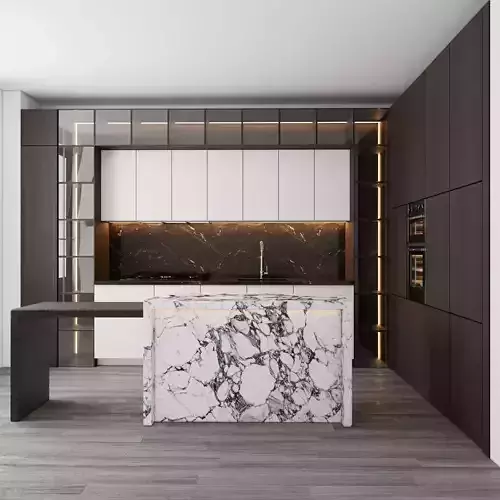 modern kitchen with island 006 Low-poly 3D model