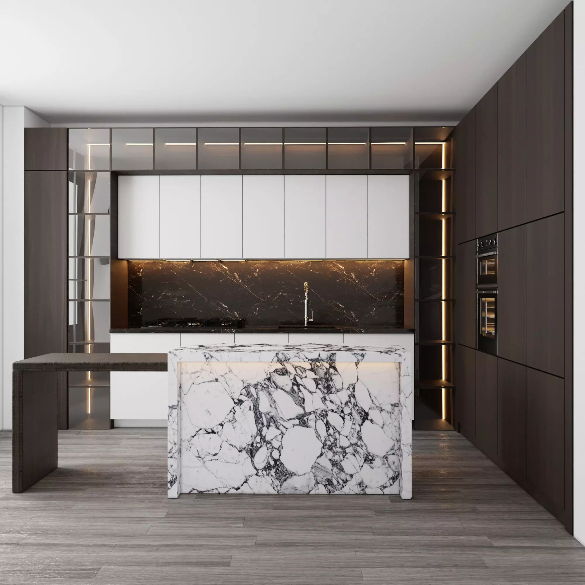 modern kitchen with island 006 Low-poly 3D model_0