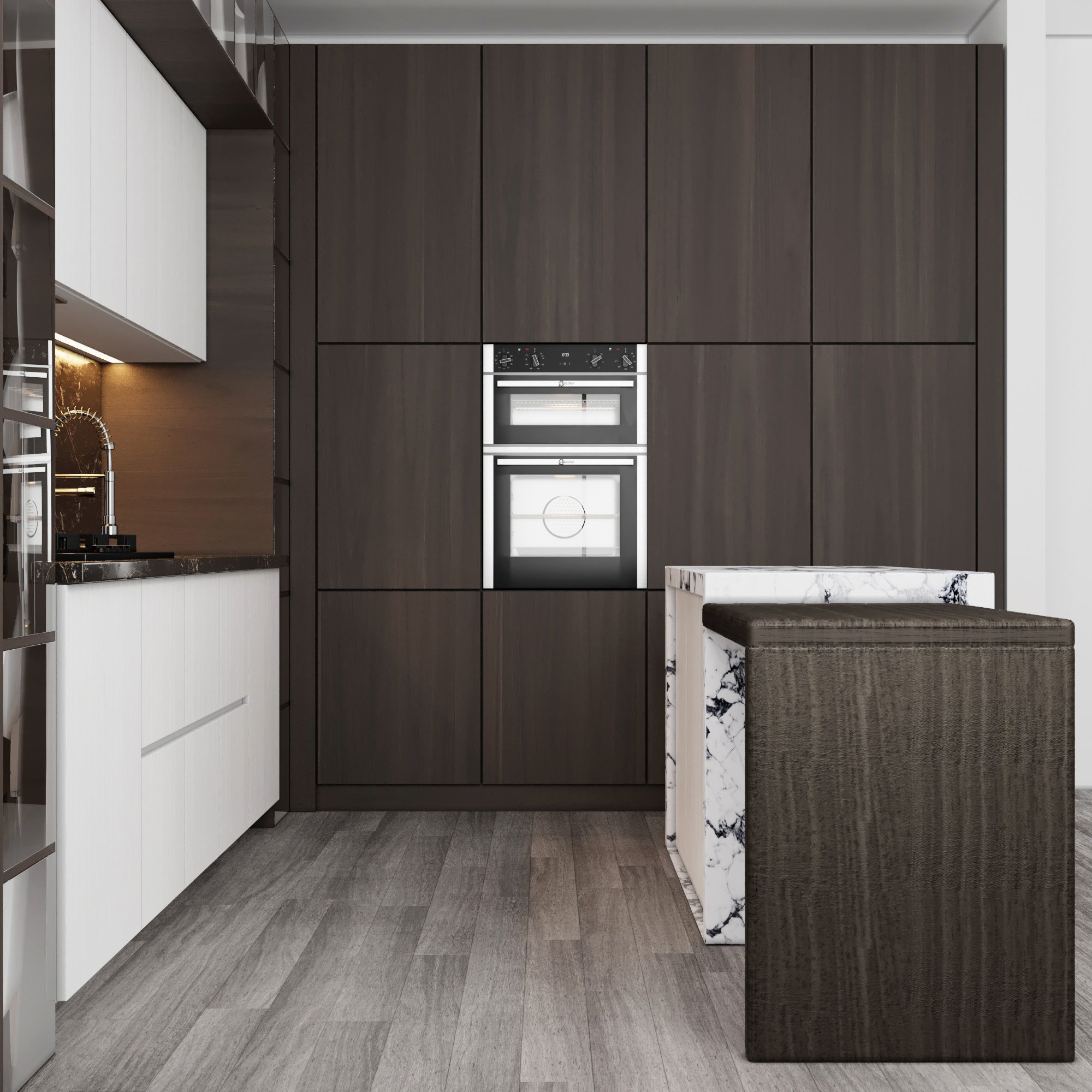 modern kitchen with island 006 Low-poly 3D model_1