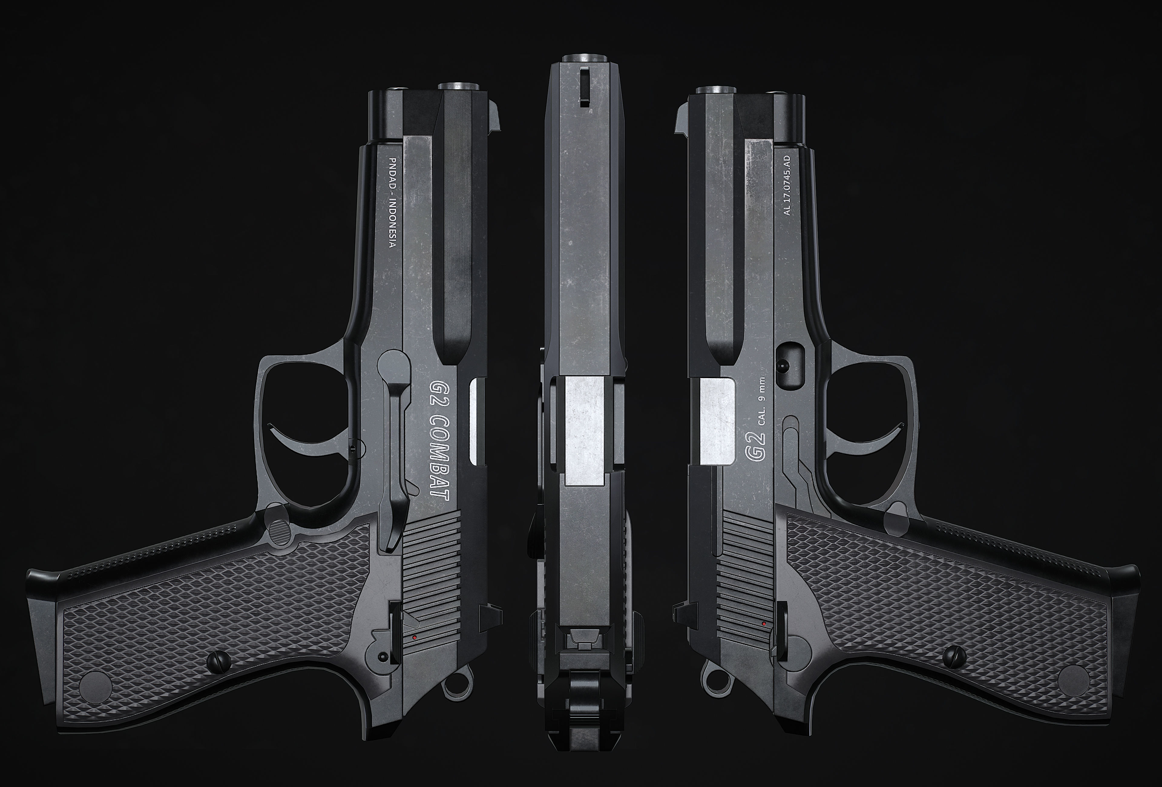 G2 Combat Pistol Free low-poly 3D model_8