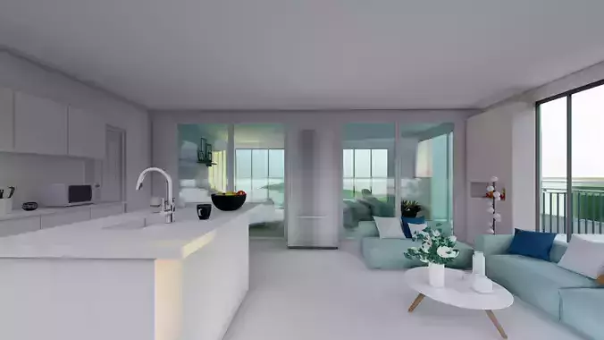 Exterior and interior of beach house