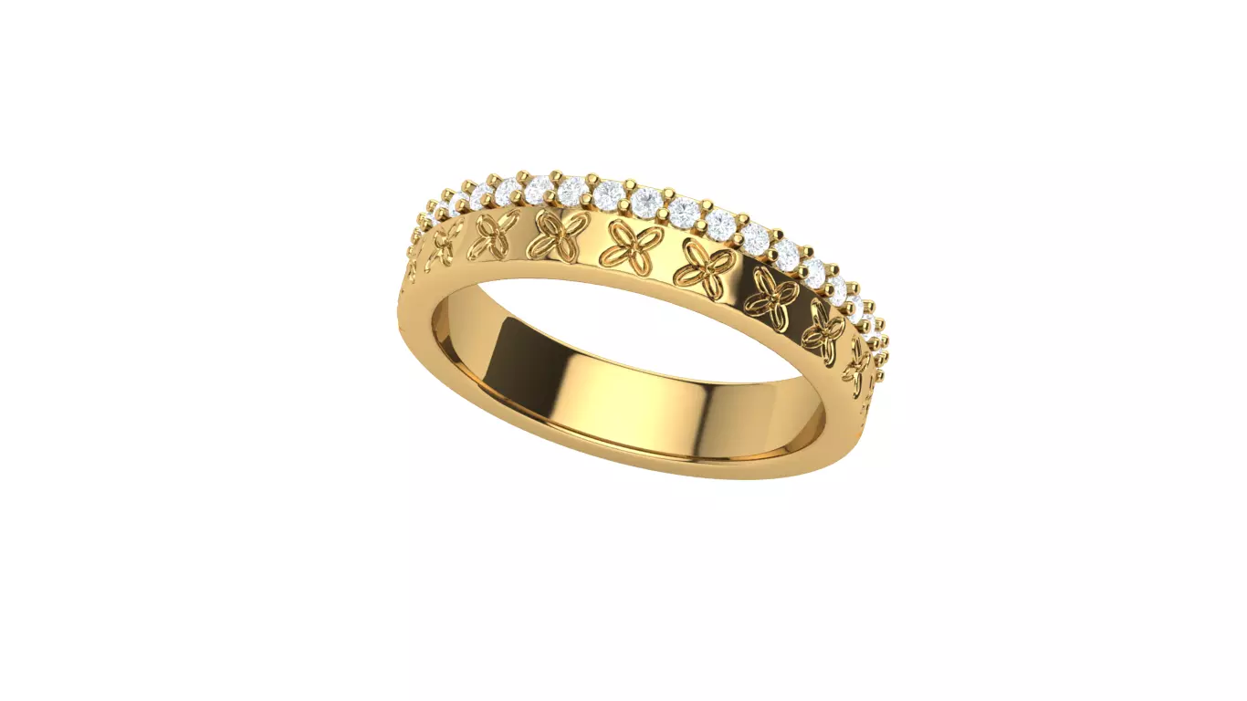 texture flower ring 3D print model_0