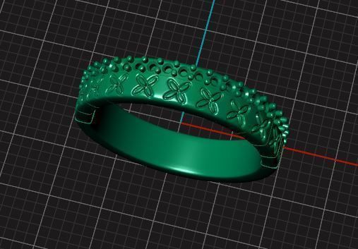 texture flower ring 3D print model_5