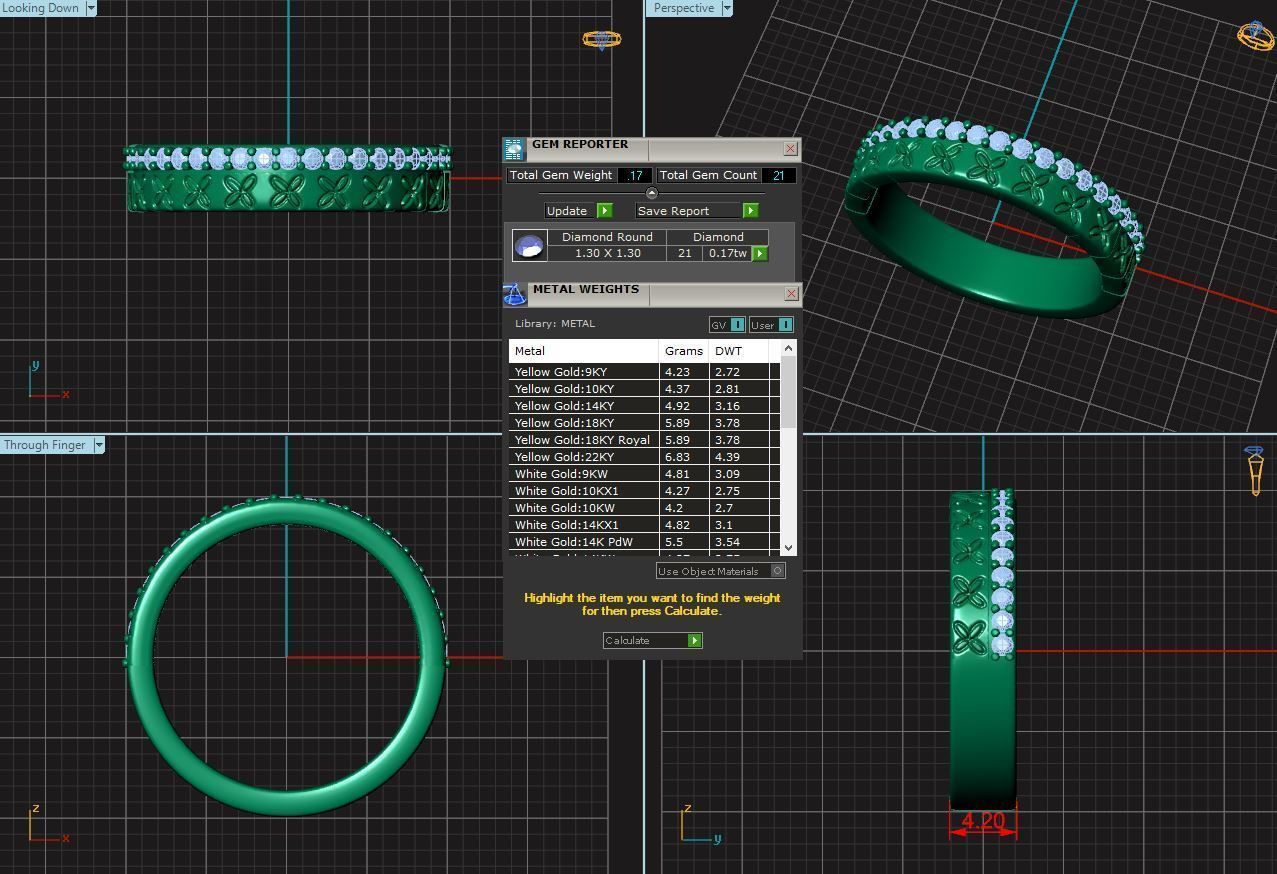 texture flower ring 3D print model_4