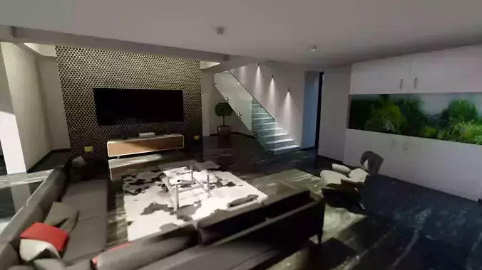 Interior living room with fish tank