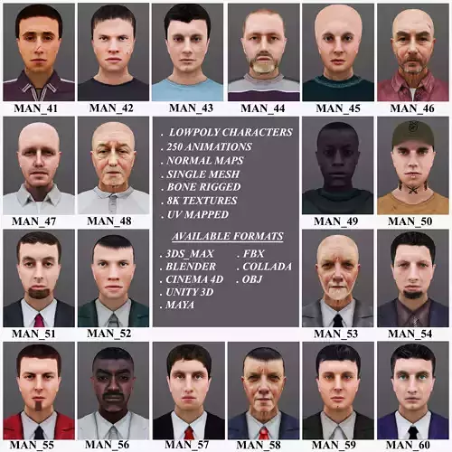 MAN 41 TO 60 3D Model Collection