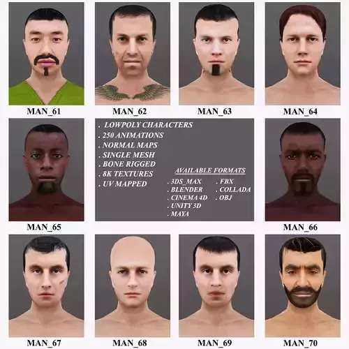MAN 61 TO 70 3D Model Collection