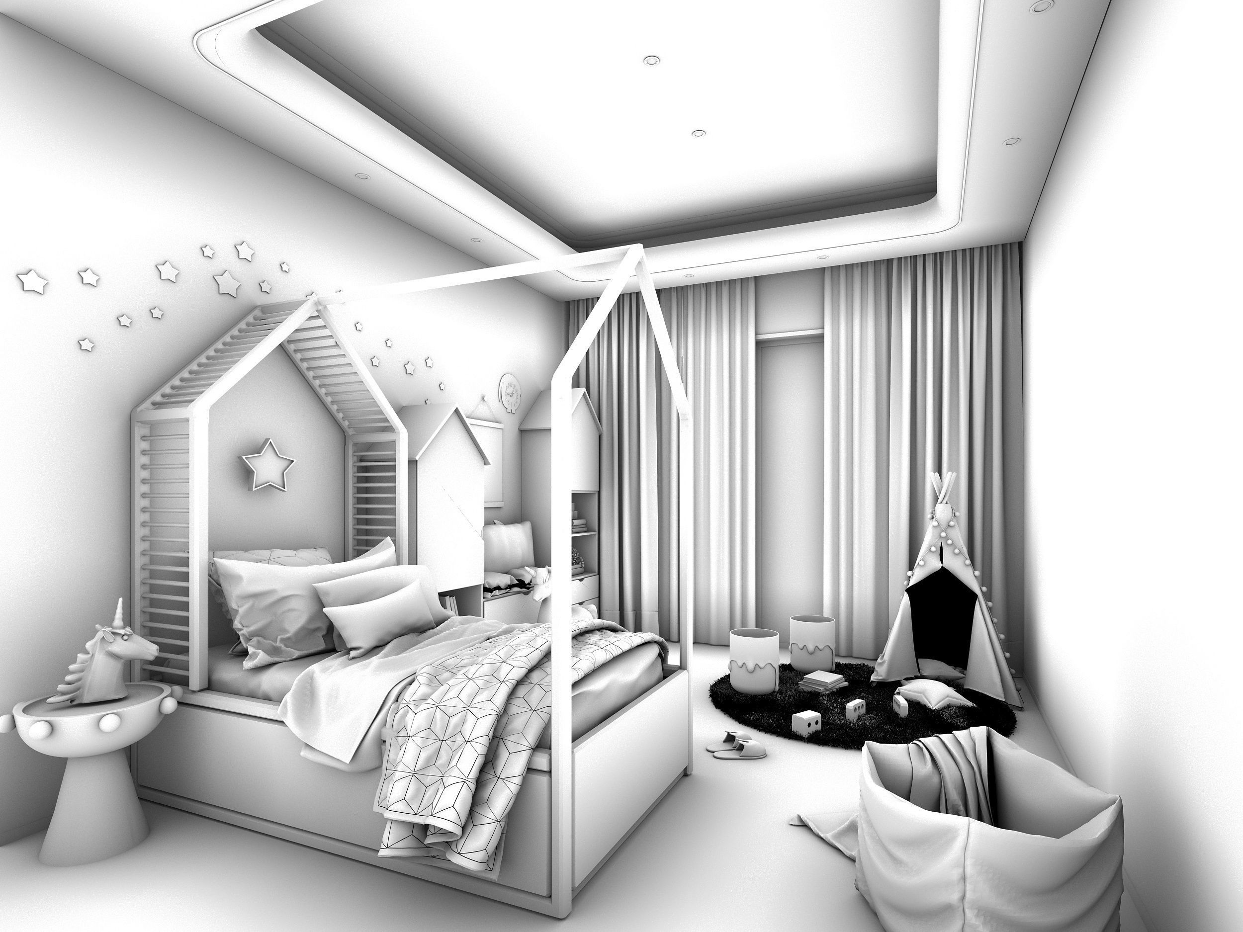 3D model of bedroom Free 3D model_2