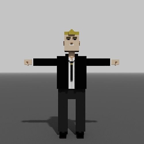Voxel Office Worker Low-poly 3D model