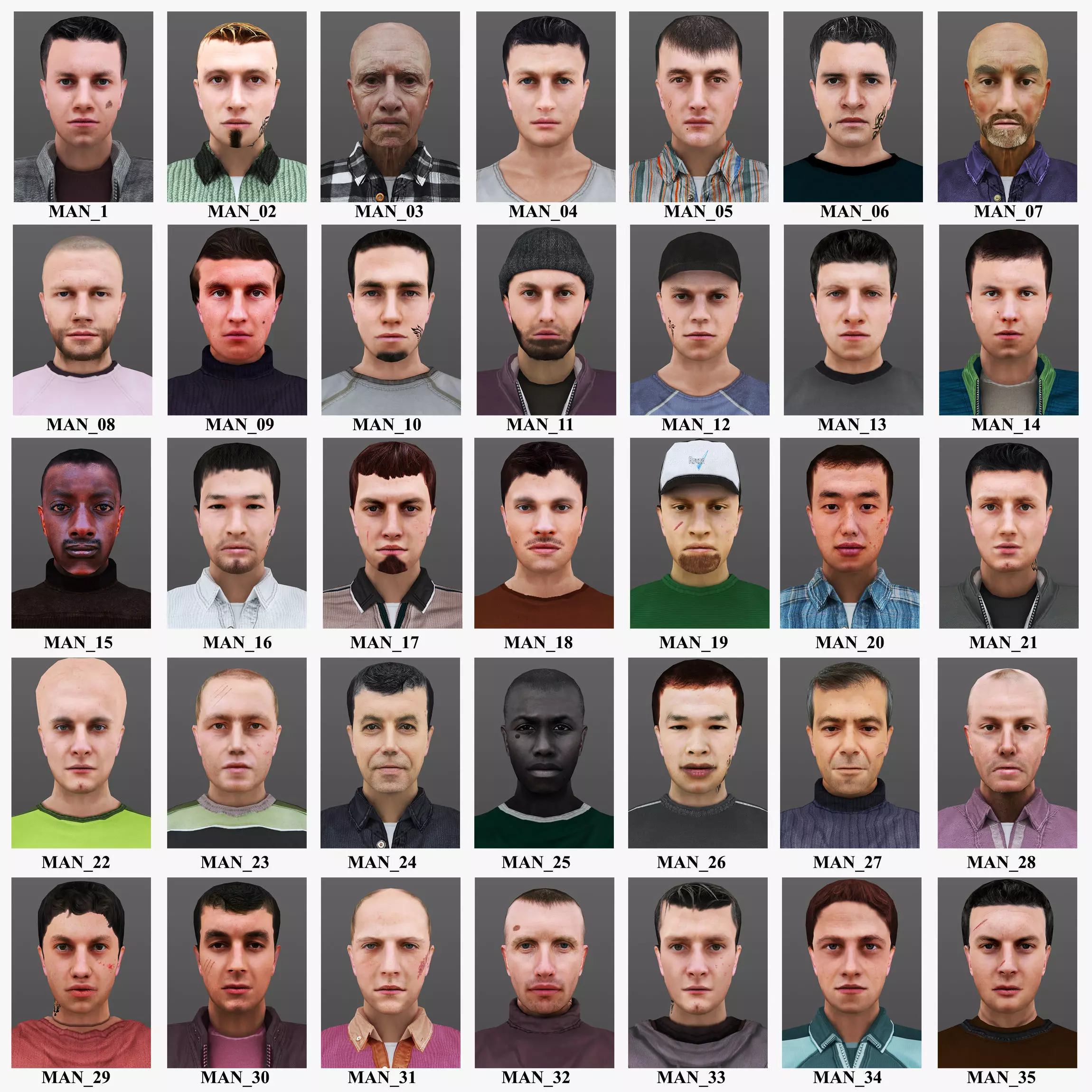 MAN 1 TO 35 3D Model Collection_0