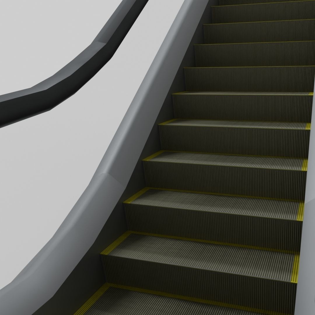 Escalator animated modular Low-poly 3D model_4