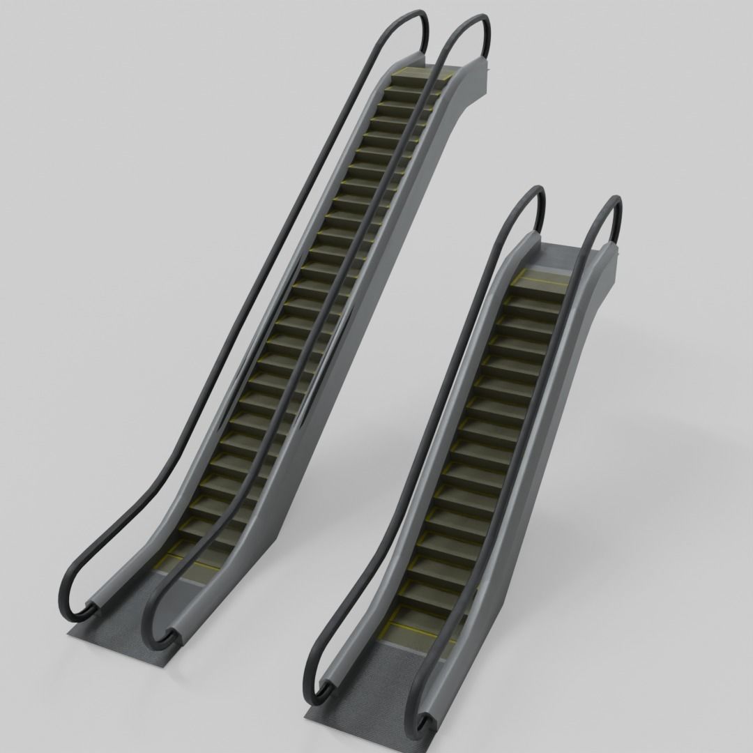 Escalator animated modular Low-poly 3D model_2