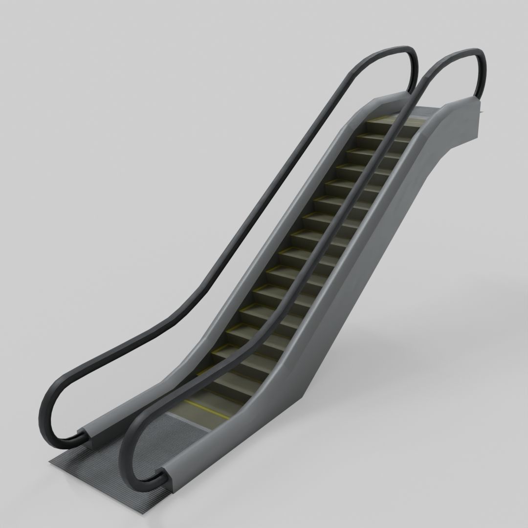 Escalator animated modular Low-poly 3D model_3