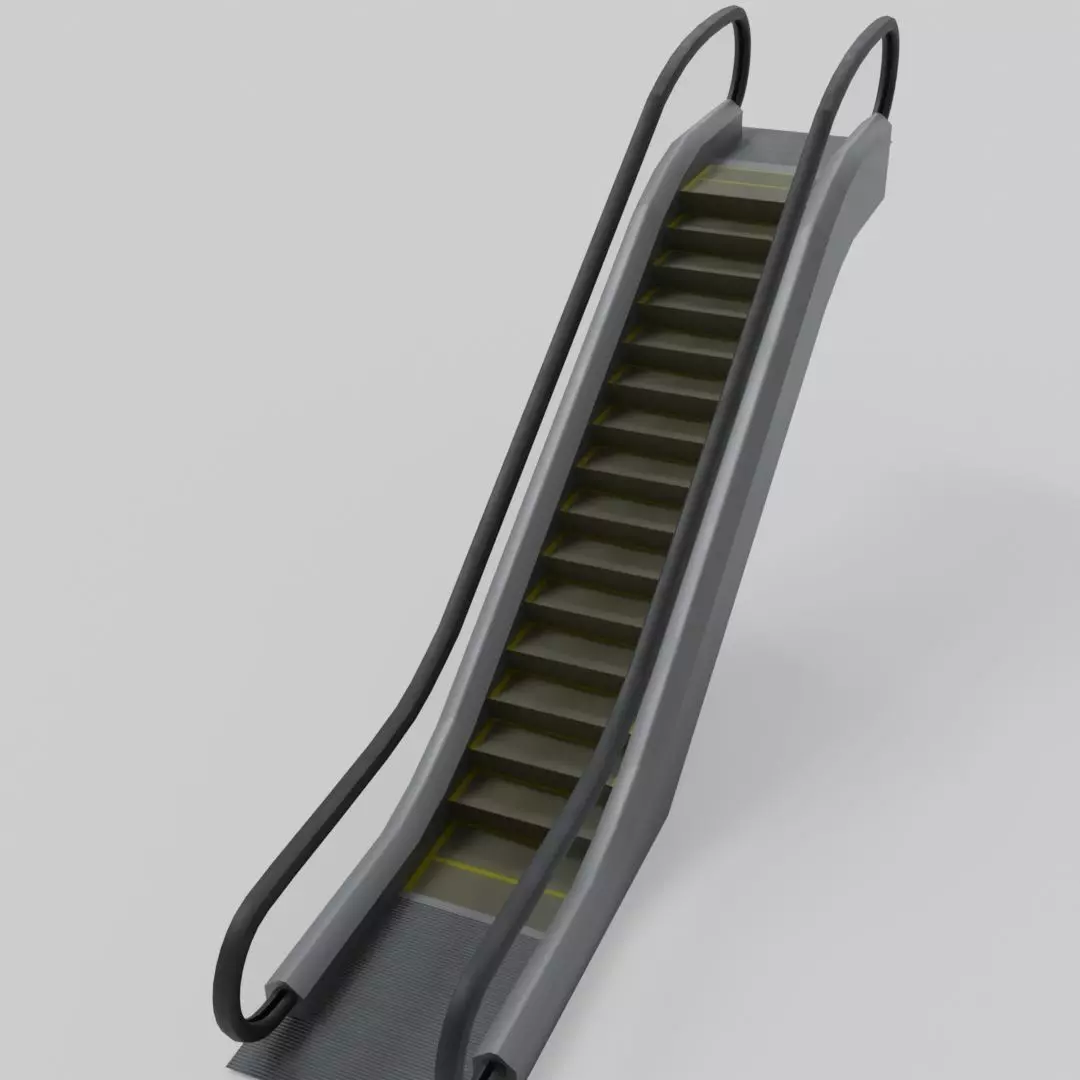 Escalator animated modular Low-poly 3D model_0