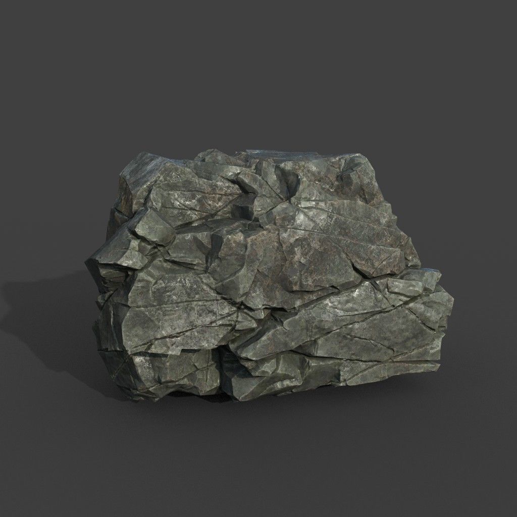 Low poly Black Cliff Modular Rock 210811 Low-poly 3D model_9