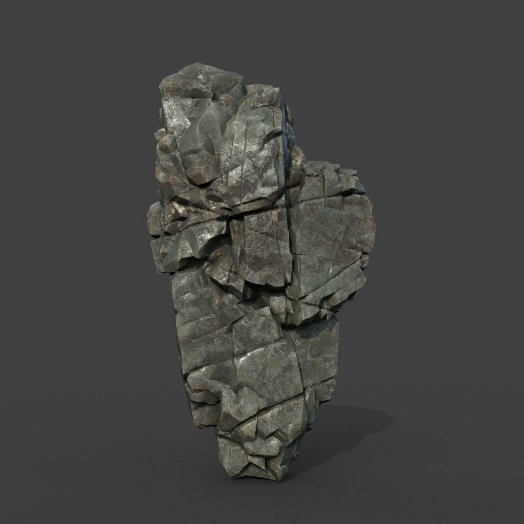 Low poly Black Cliff Modular Rock 210811 Low-poly 3D model_15