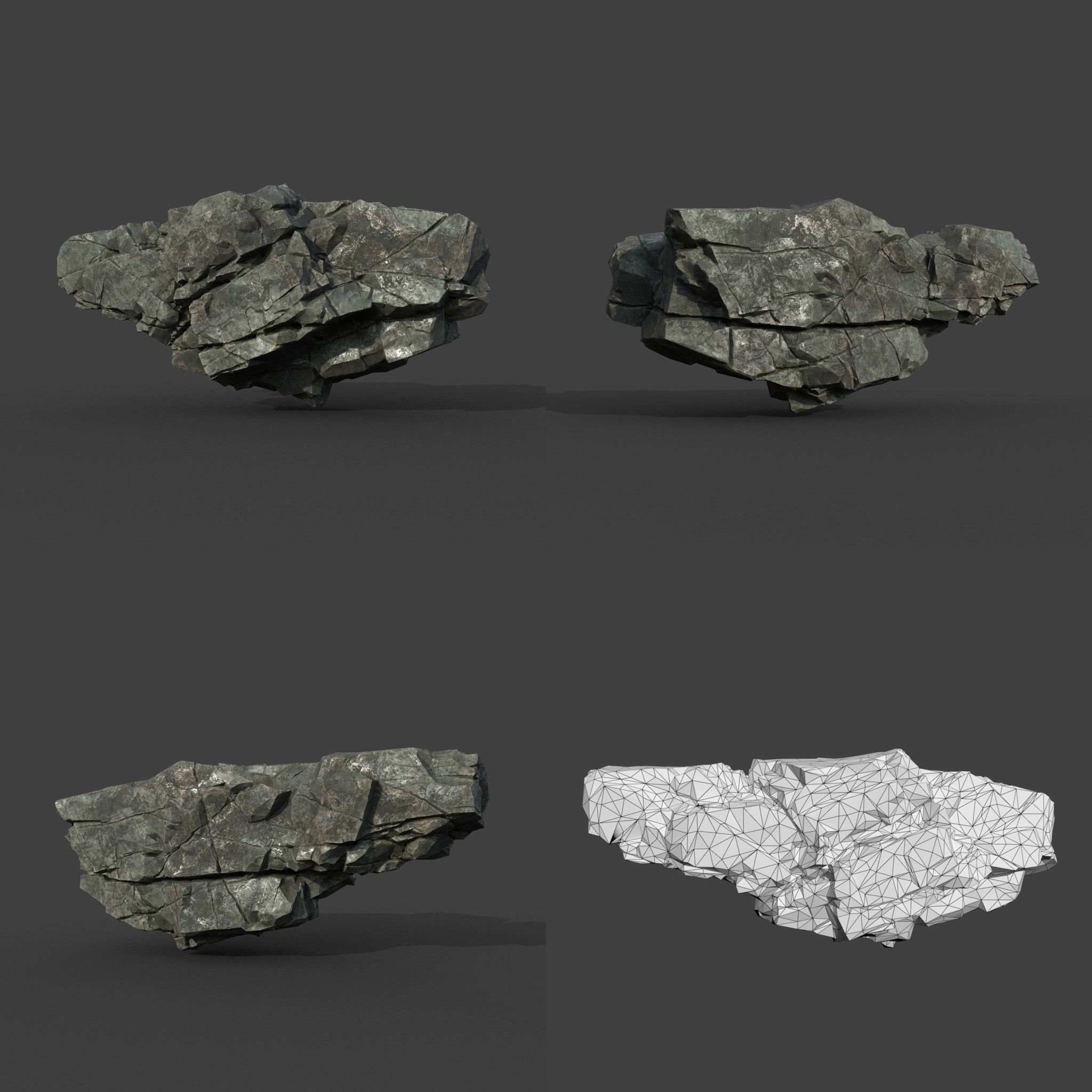 Low poly Black Cliff Modular Rock 210811 Low-poly 3D model_12
