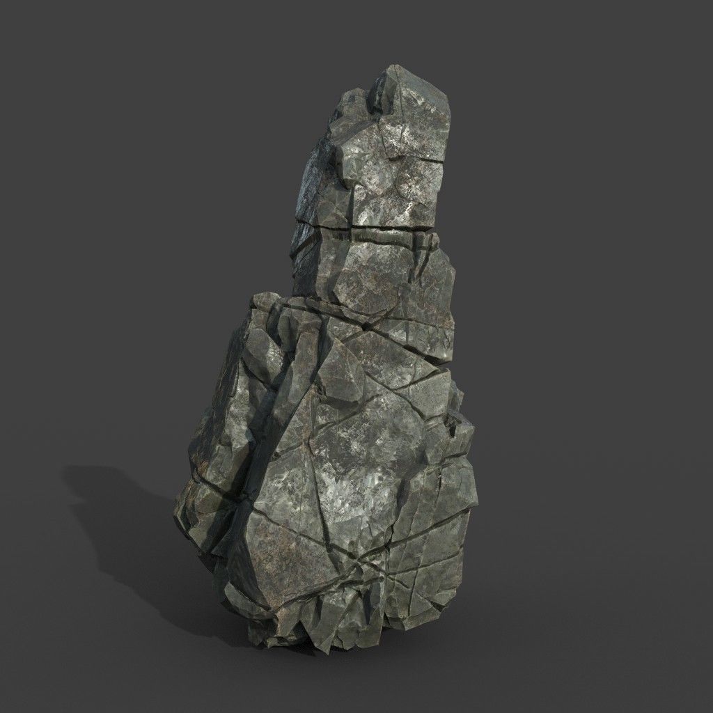 Low poly Black Cliff Modular Rock 210811 Low-poly 3D model_3