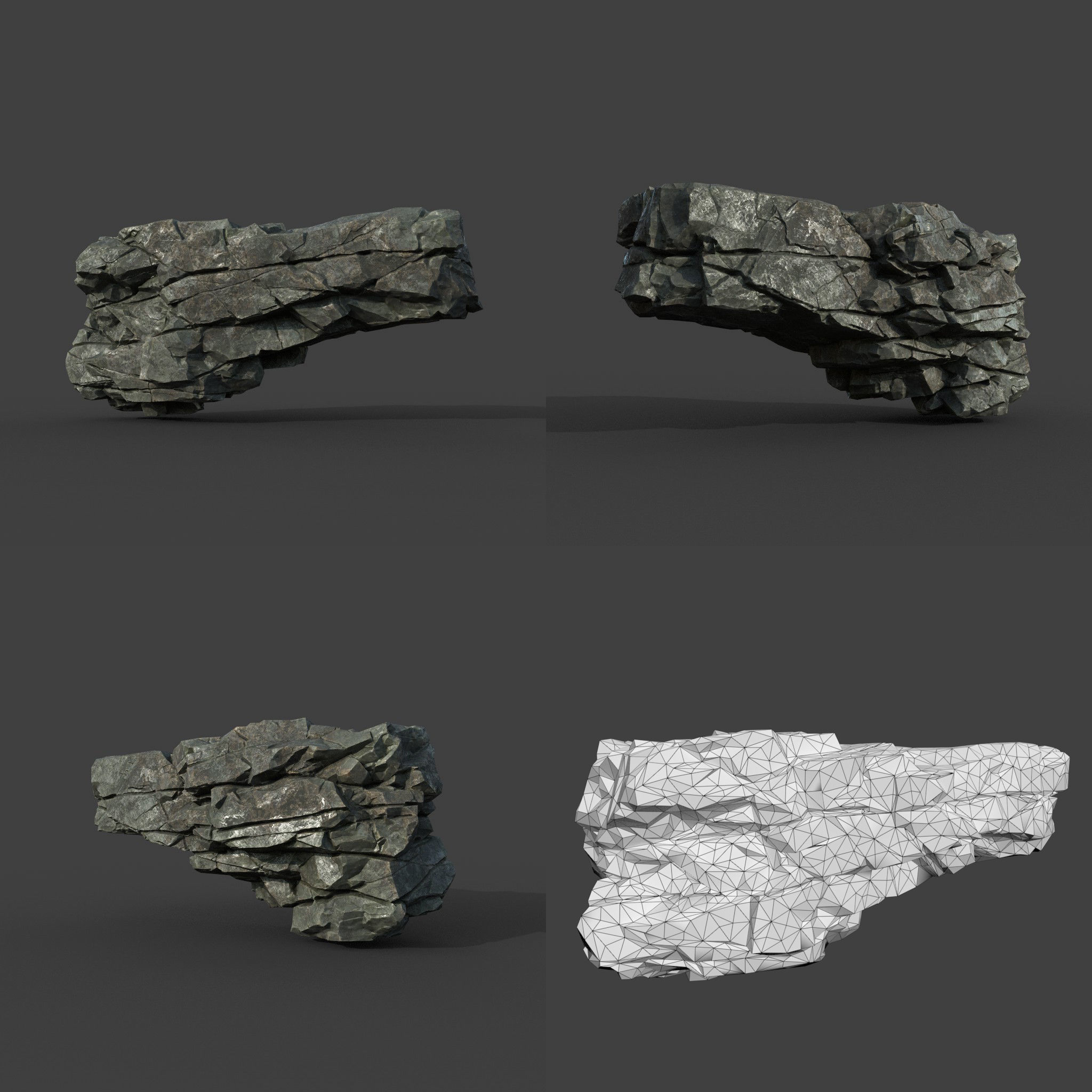 Low poly Black Cliff Modular Rock 210811 Low-poly 3D model_14