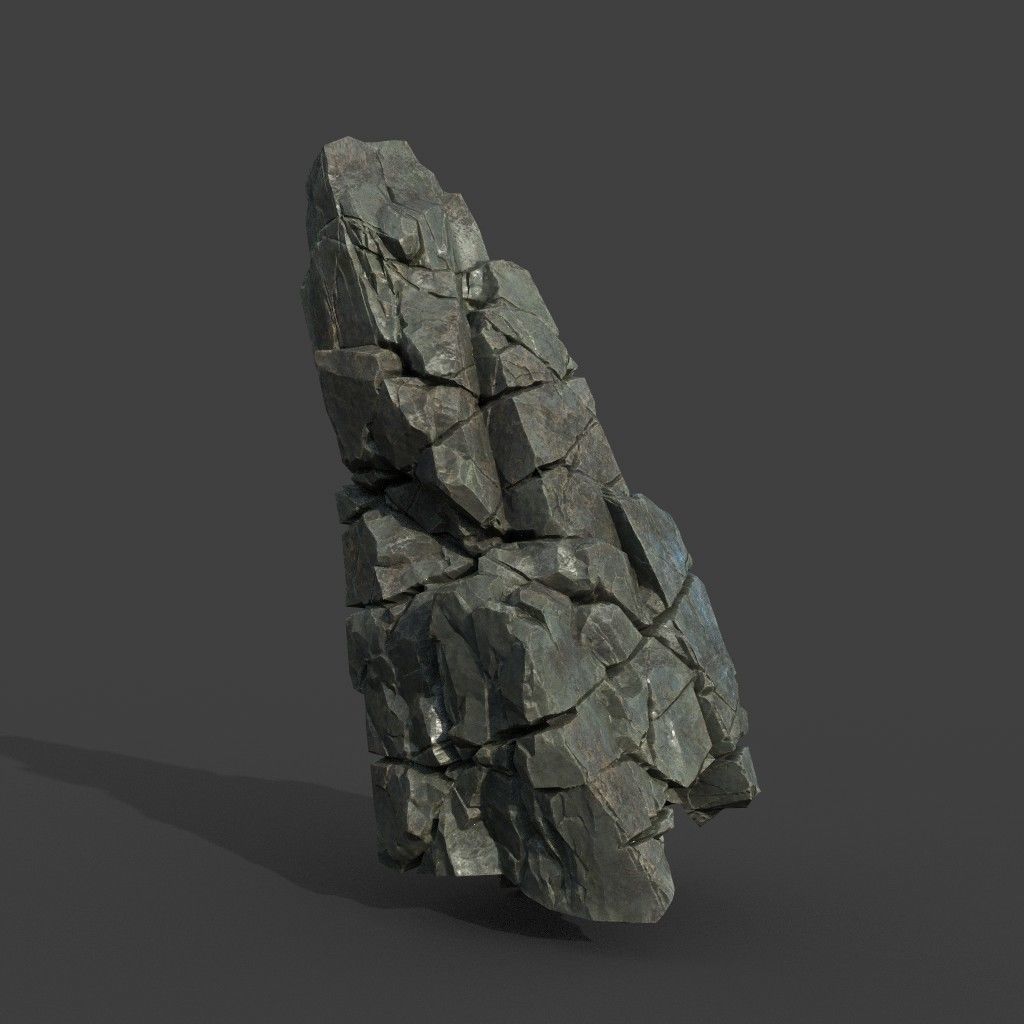 Low poly Black Cliff Modular Rock 210811 Low-poly 3D model_5