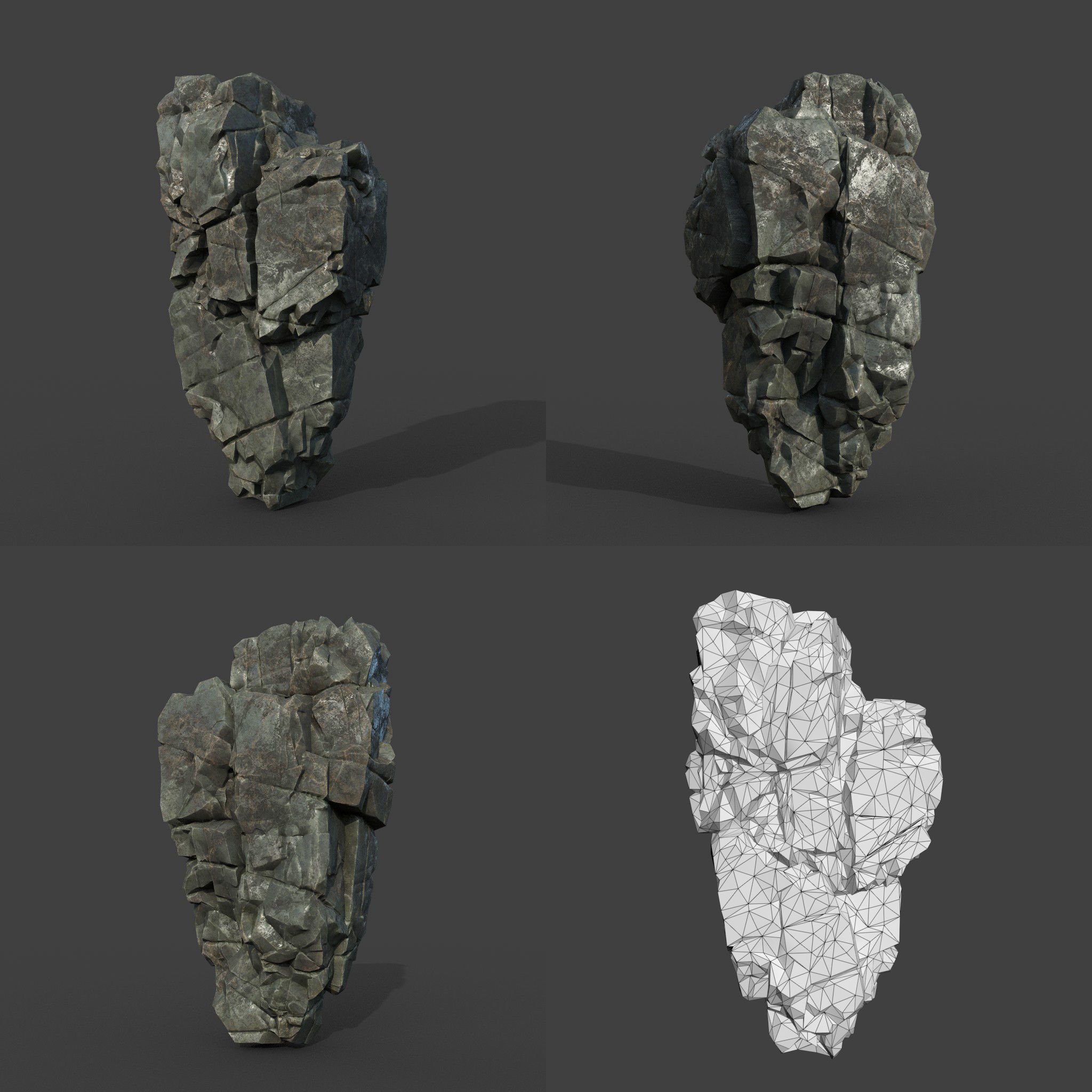 Low poly Black Cliff Modular Rock 210811 Low-poly 3D model_16