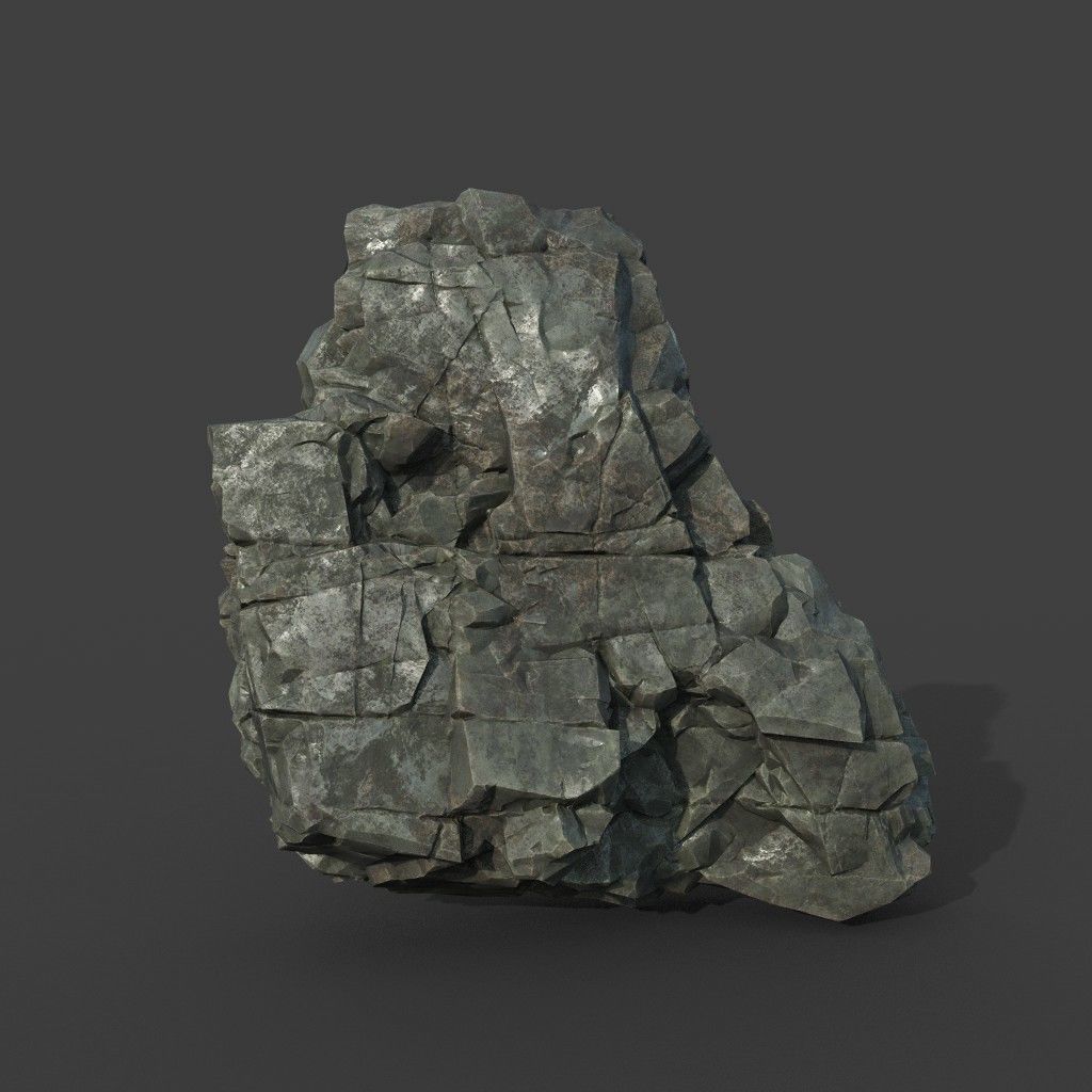 Low poly Black Cliff Modular Rock 210811 Low-poly 3D model_19