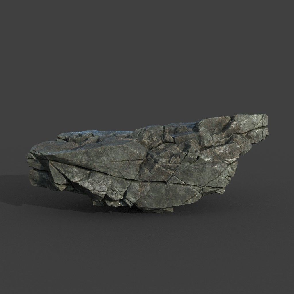 Low poly Black Cliff Modular Rock 210811 Low-poly 3D model_7