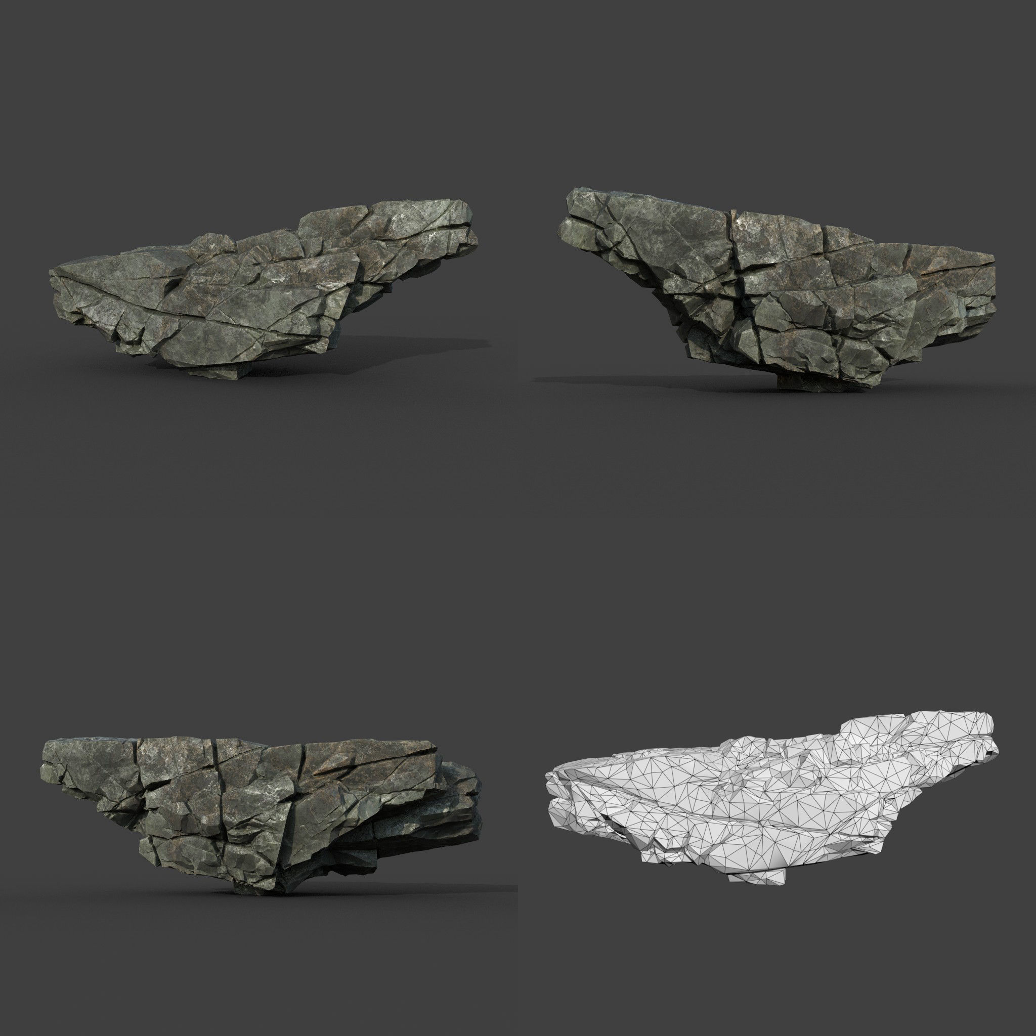 Low poly Black Cliff Modular Rock 210811 Low-poly 3D model_8