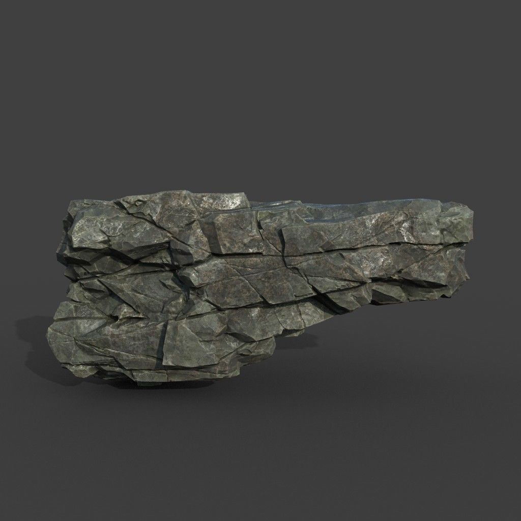 Low poly Black Cliff Modular Rock 210811 Low-poly 3D model_13