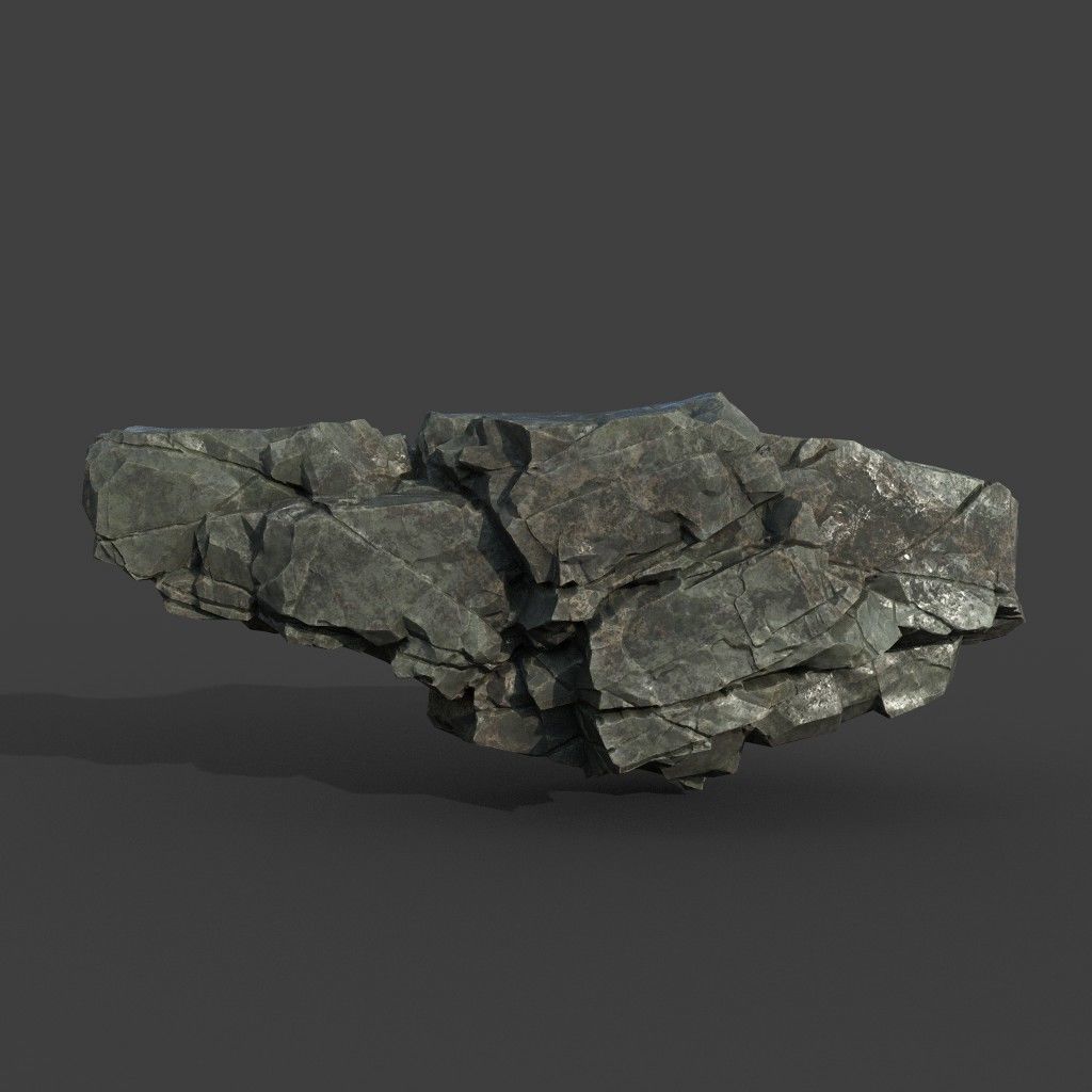 Low poly Black Cliff Modular Rock 210811 Low-poly 3D model_11