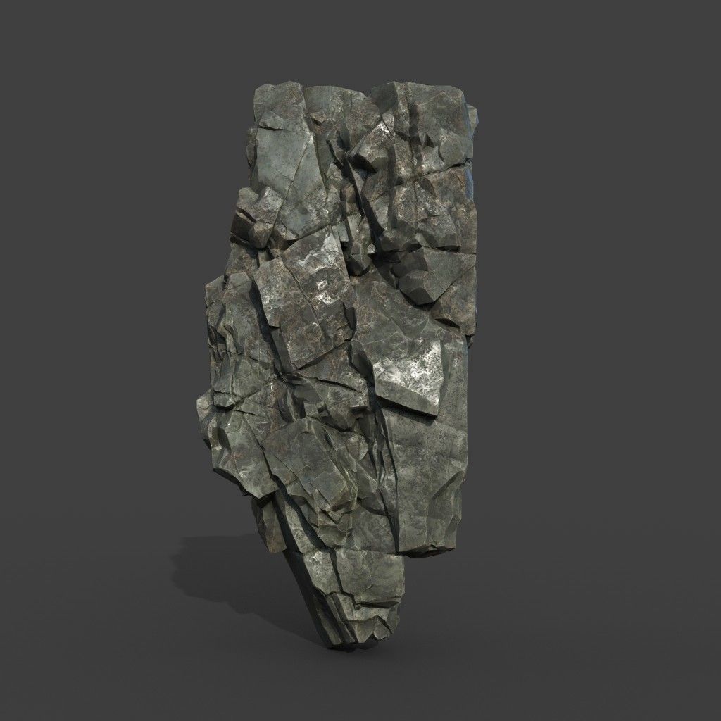 Low poly Black Cliff Modular Rock 210811 Low-poly 3D model_17