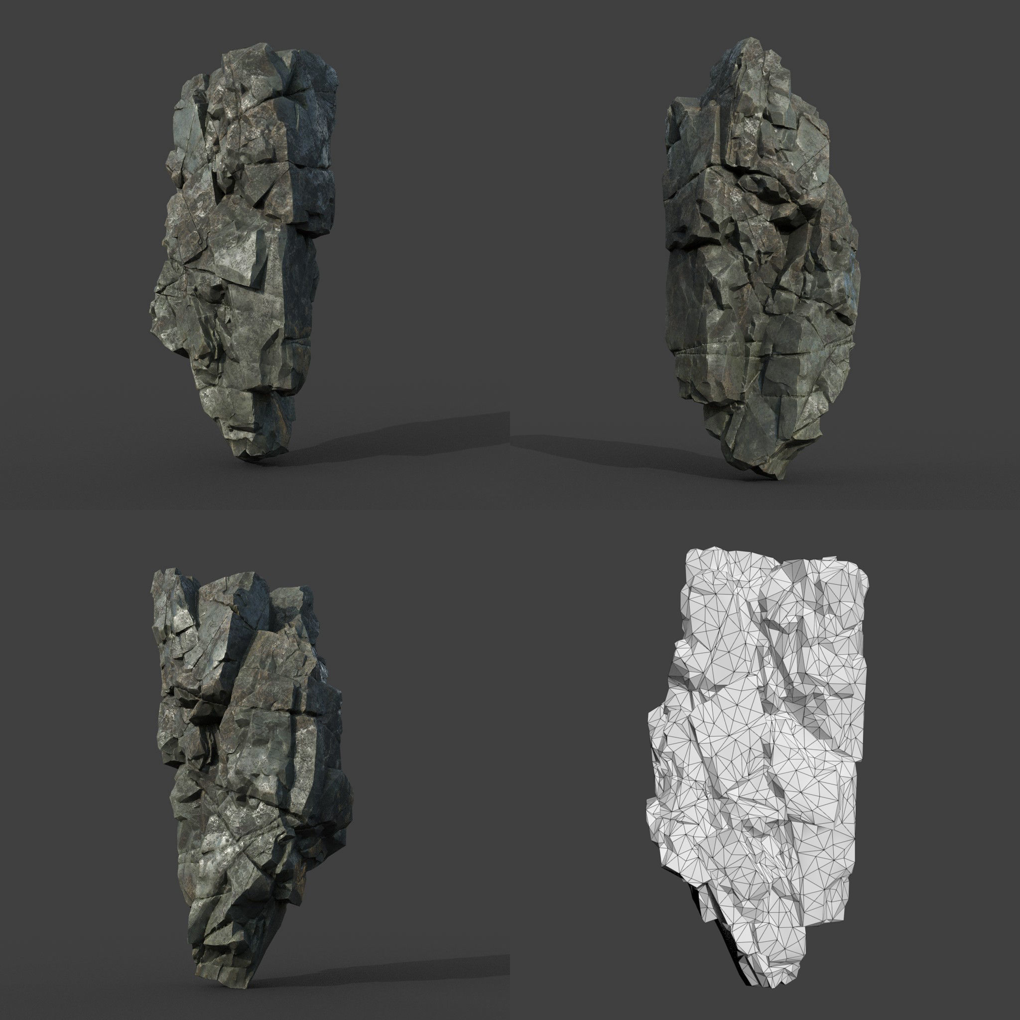 Low poly Black Cliff Modular Rock 210811 Low-poly 3D model_18
