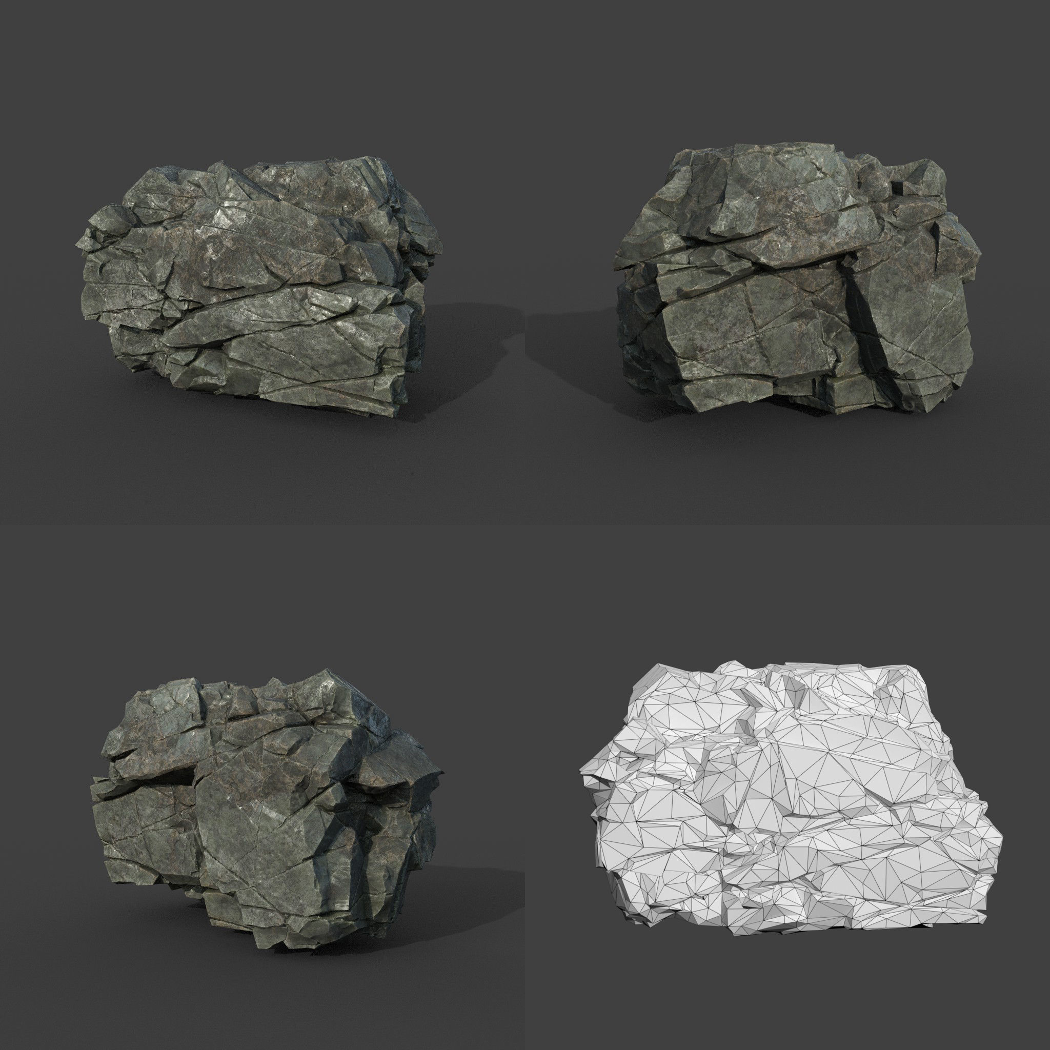 Low poly Black Cliff Modular Rock 210811 Low-poly 3D model_10