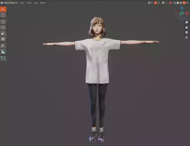 Painted Style Lady In realtime blender Eevee 