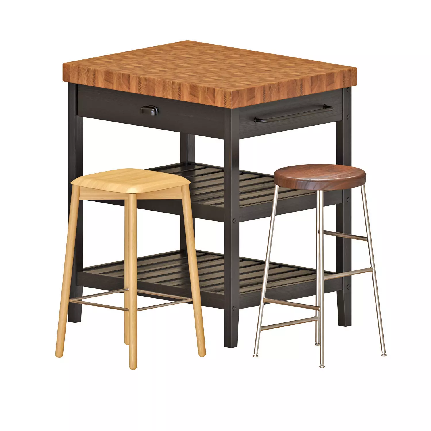 VADHOLMA Kitchen Island and stools  3D model_0