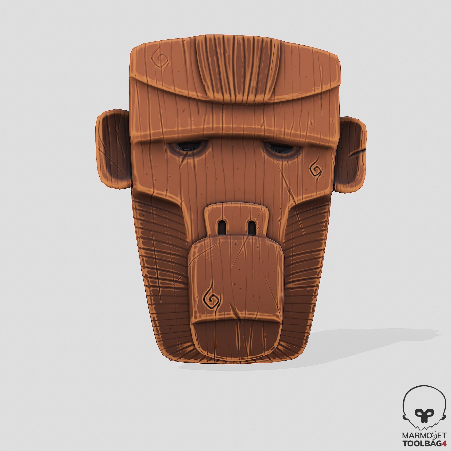 Stylized Wooden Masks Low-poly 3D model_4