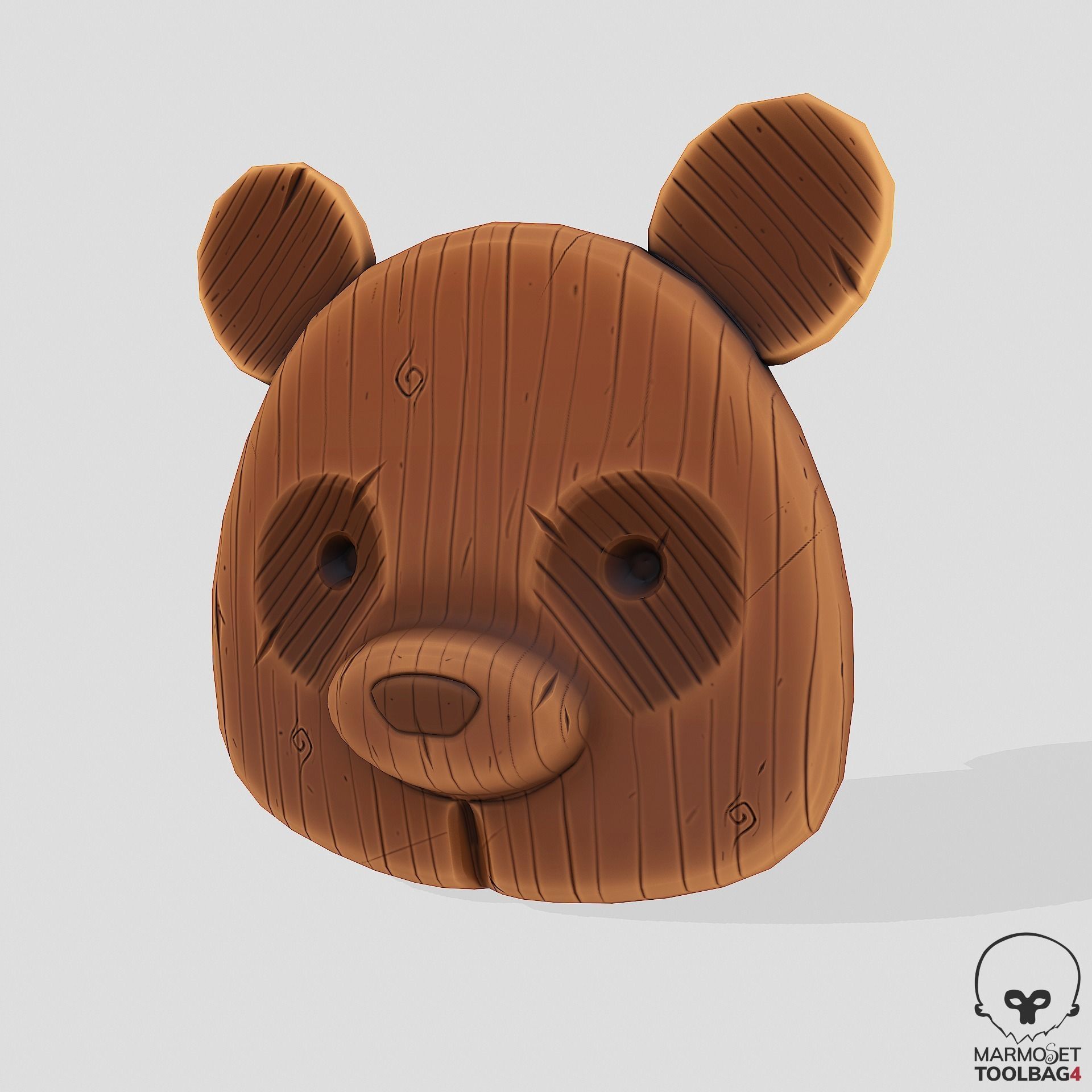Stylized Wooden Masks Low-poly 3D model_5