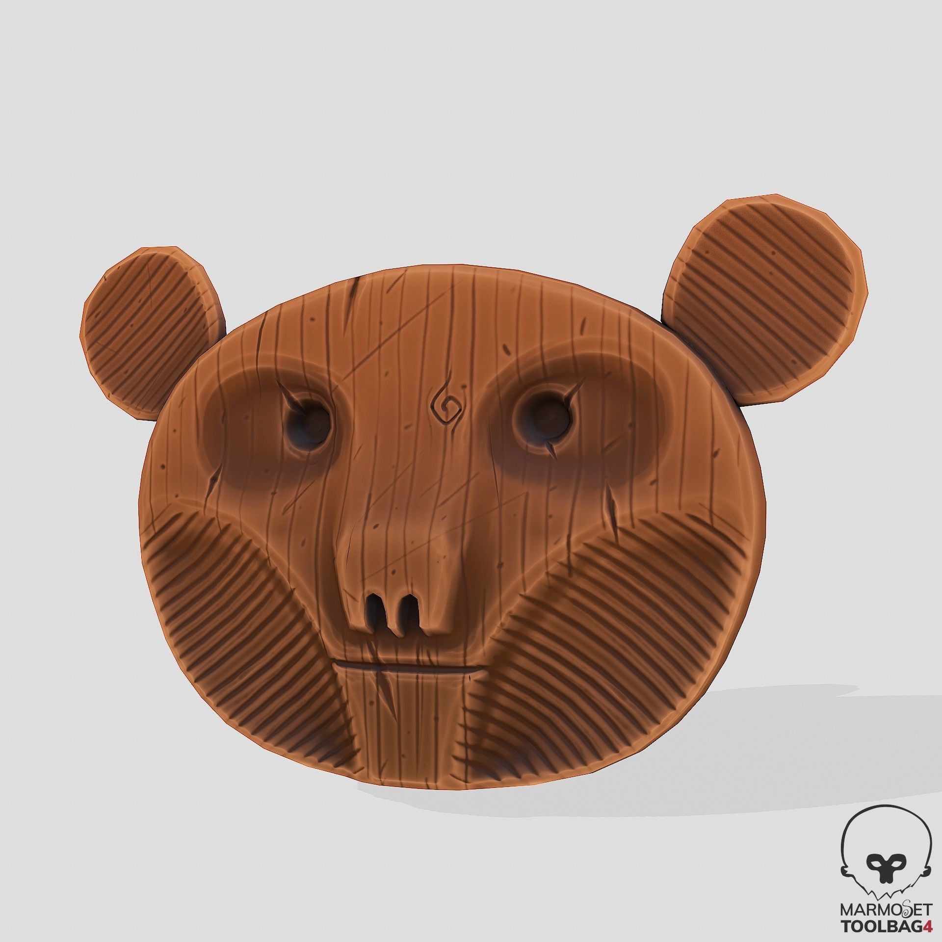 Stylized Wooden Masks Low-poly 3D model_7