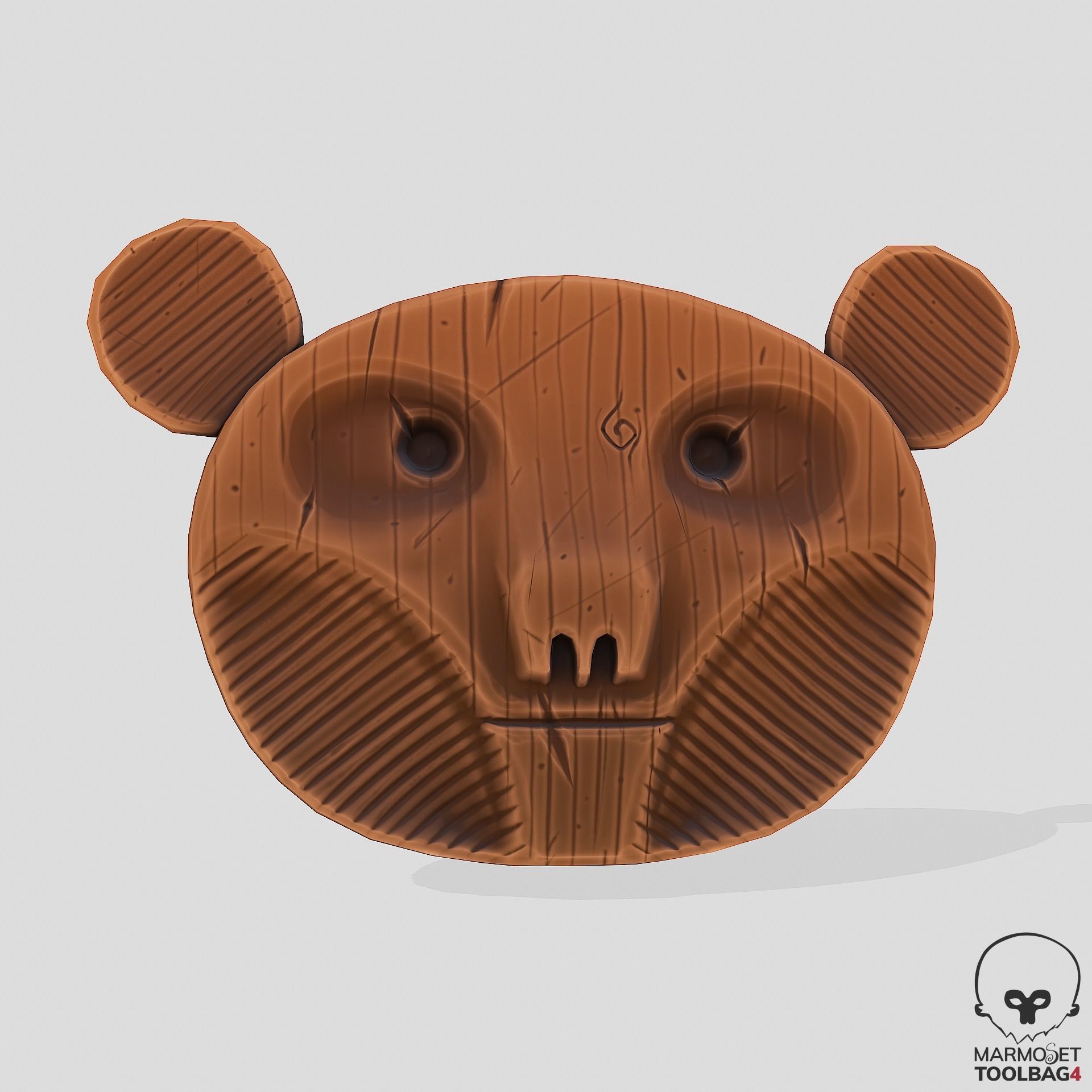 Stylized Wooden Masks Low-poly 3D model_3