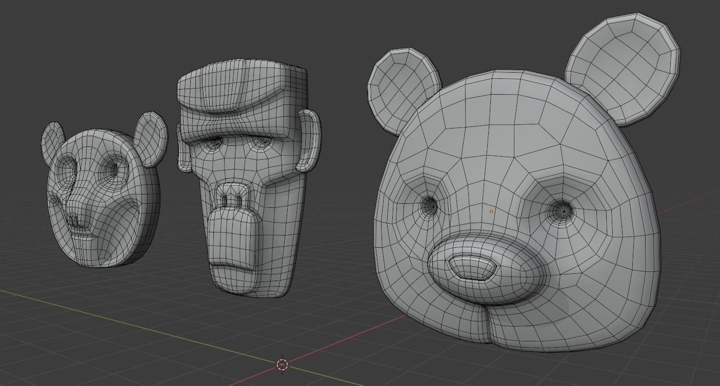 Stylized Wooden Masks Low-poly 3D model_9